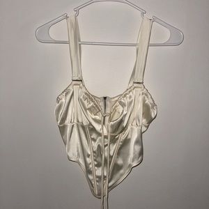 COPY - Satin Cream Corset CropTop with Tie from Shein